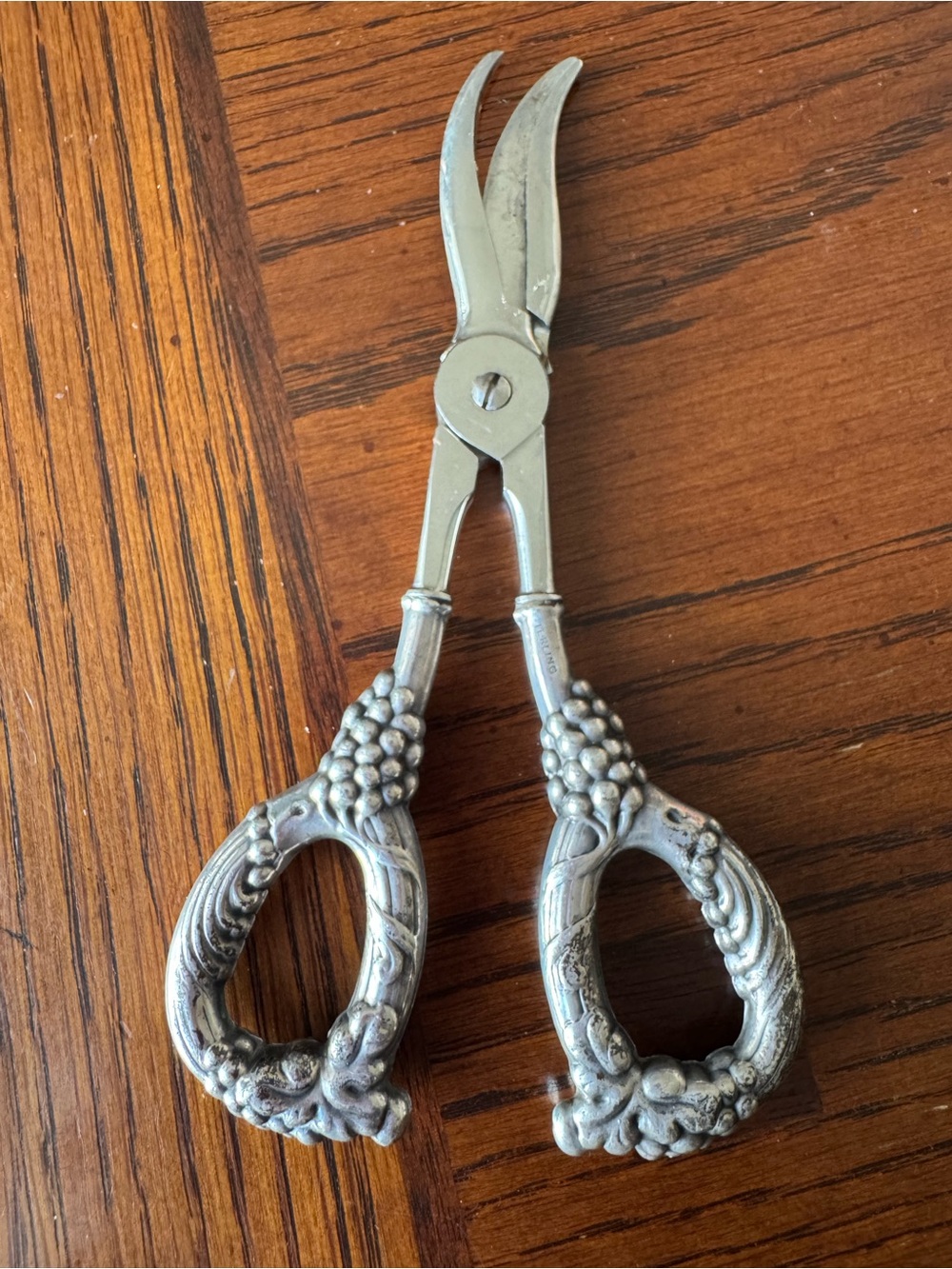 Antique Sterling Silver Grape Shears Handles Fancy Italy Scissors